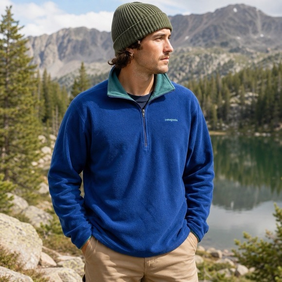 Patagonia Other - Vintage Patagonia Capilene Fleece Pullover Mens XL USA Blue Green 1/4 Zip 90s